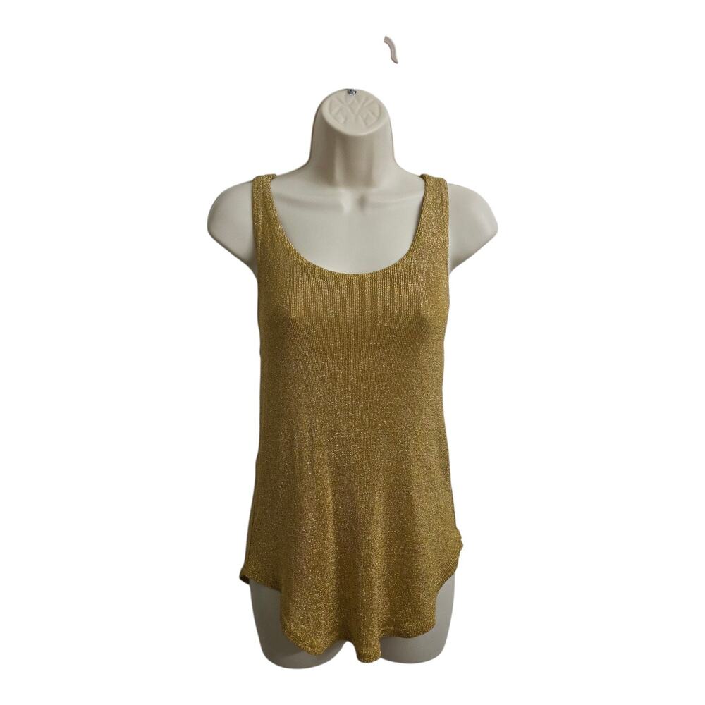Y2K Cache Women's Gold Metallic Knit Sleeveless Blouse Top Size S